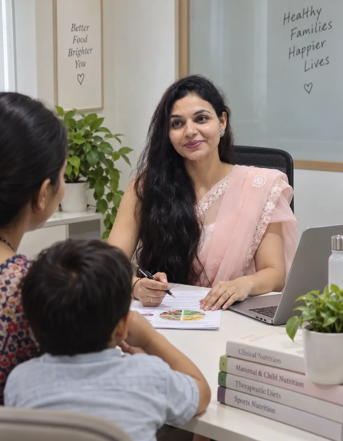 Neha Chandel in consultation with a client family