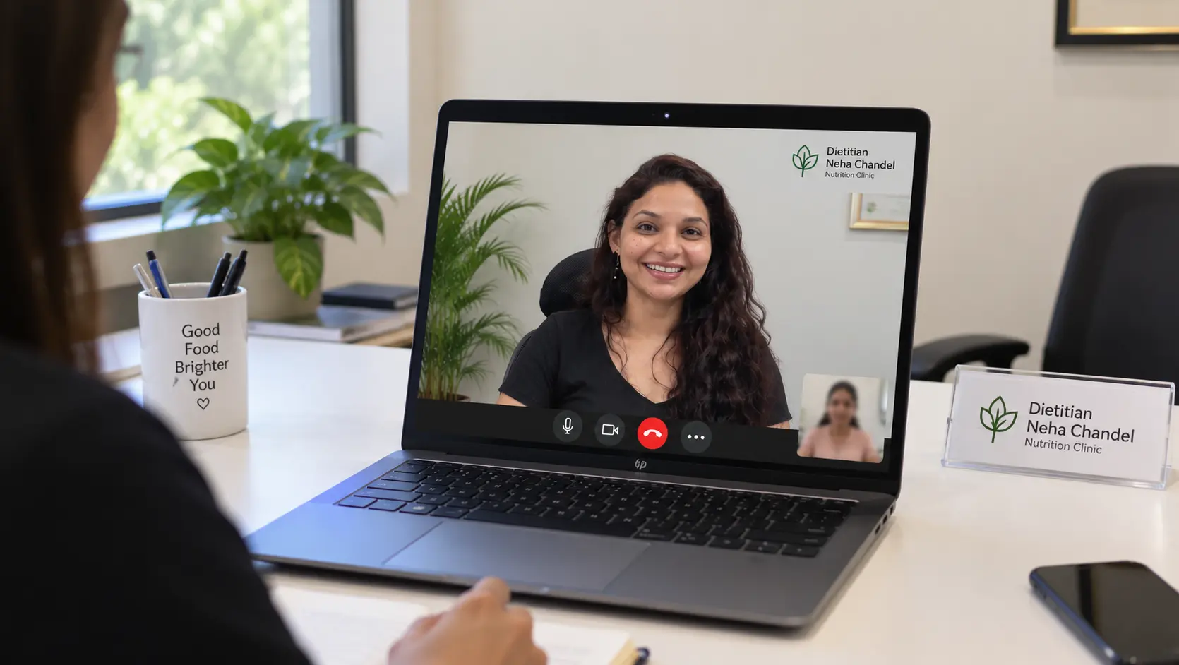 Video consultation setup for online nutrition sessions